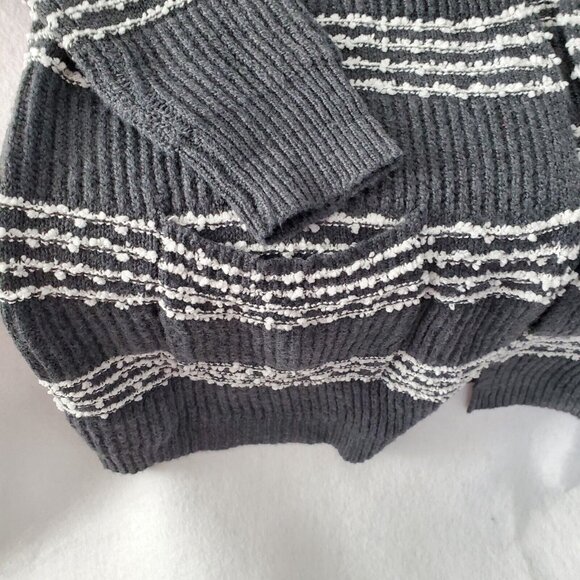 Pink Clover Quad Striped Knit Open Front Cardigan w/ Pockets Grey Size M New - Picture 5 of 11